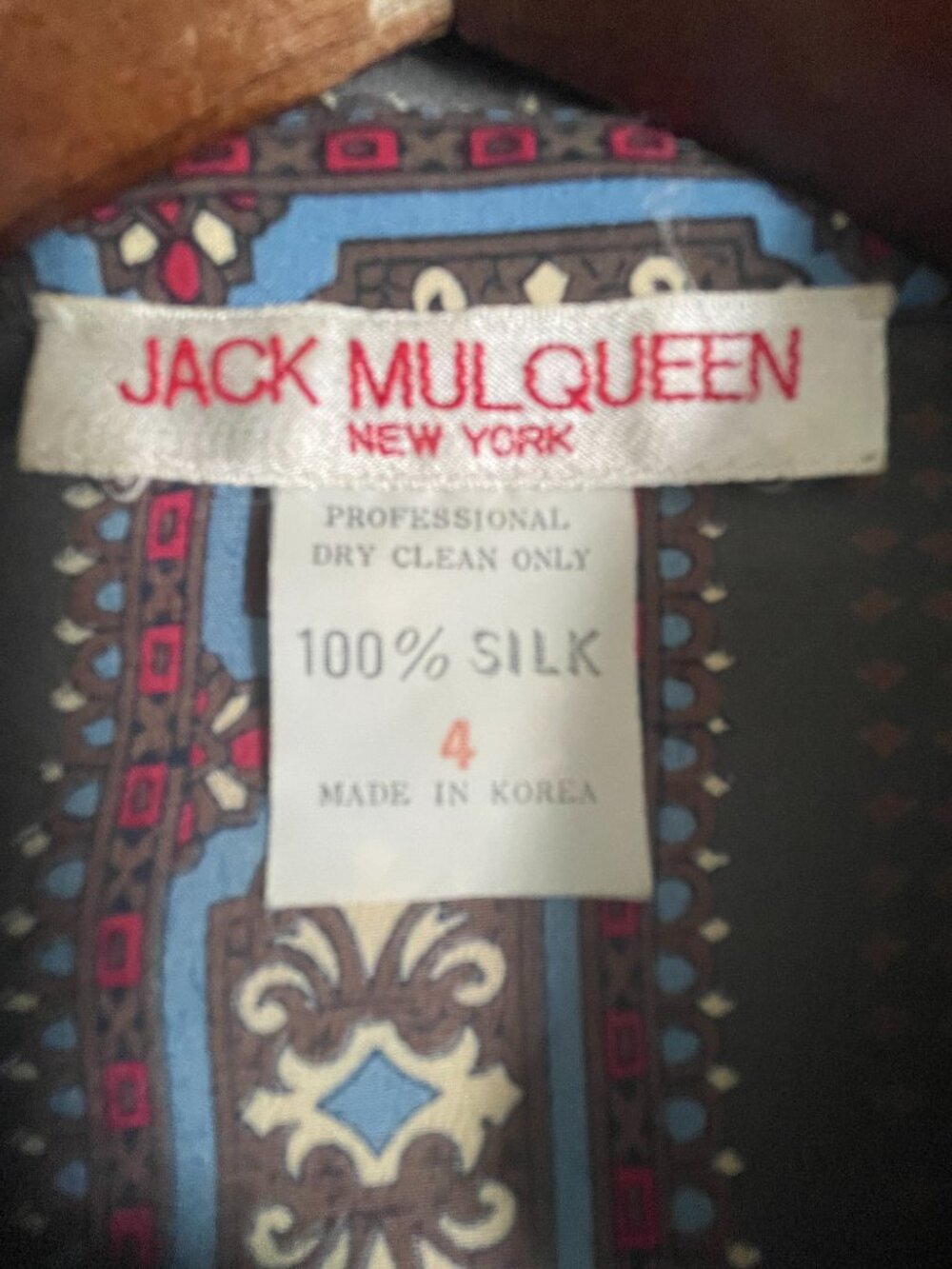 Vintage Jack Mulqueen 100% Silk Belted Shirt Dress Size 4 - Picture 5 of 9